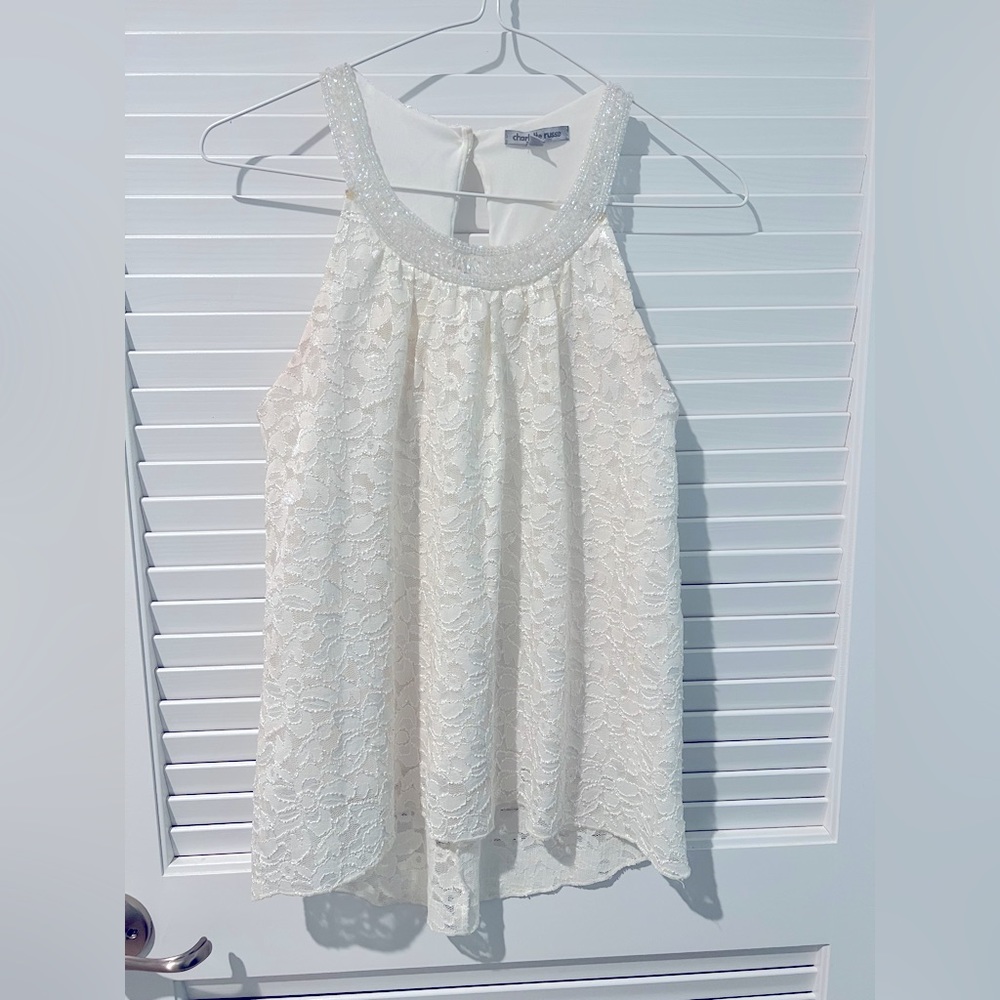 Charlotte Russe Beaded Neckline Lace Top